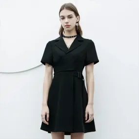 Exquisite Black Fashion Wide V-neck A Hem Dress