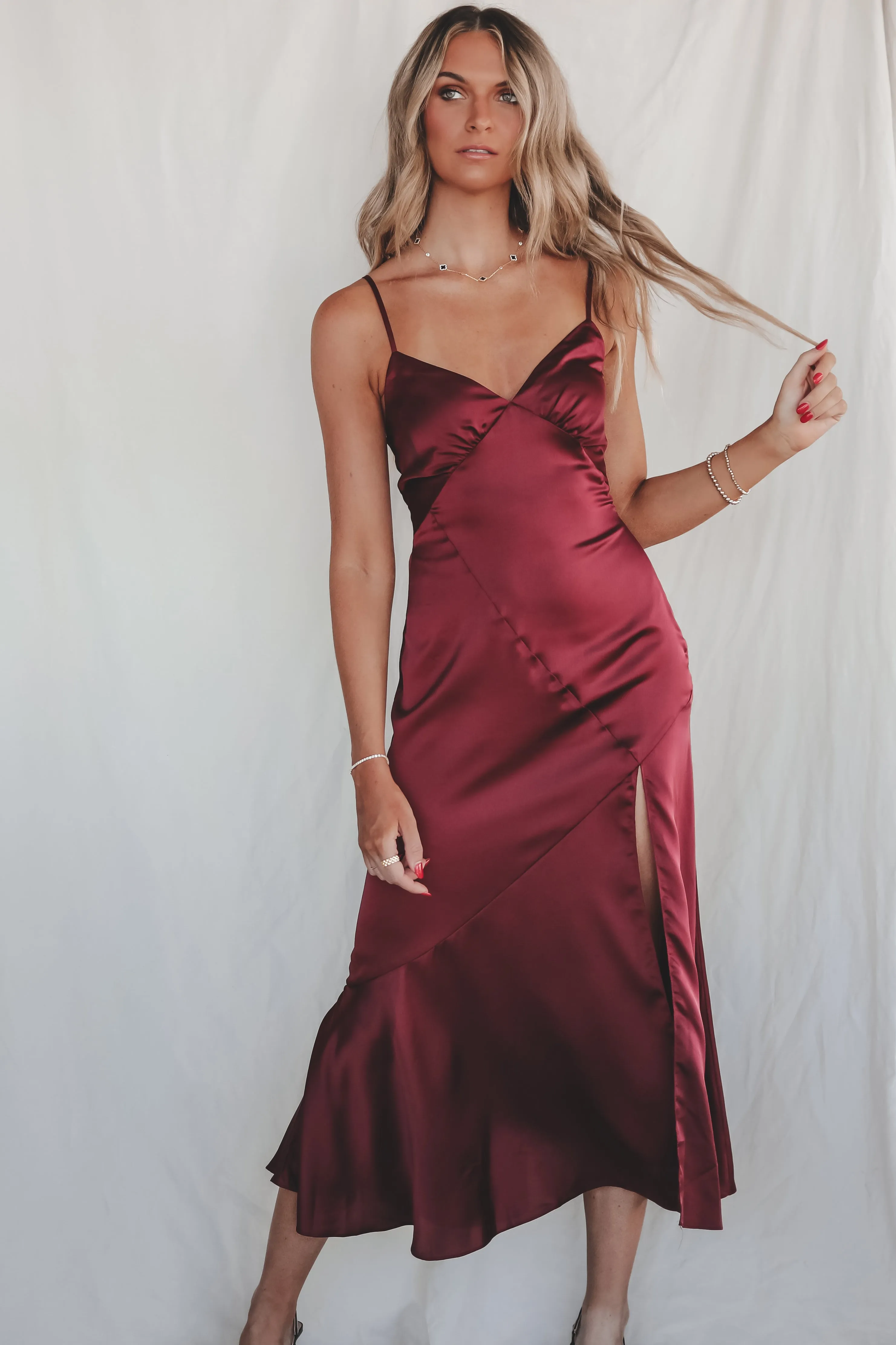 Extra Special Plus One Satin Maxi Dress