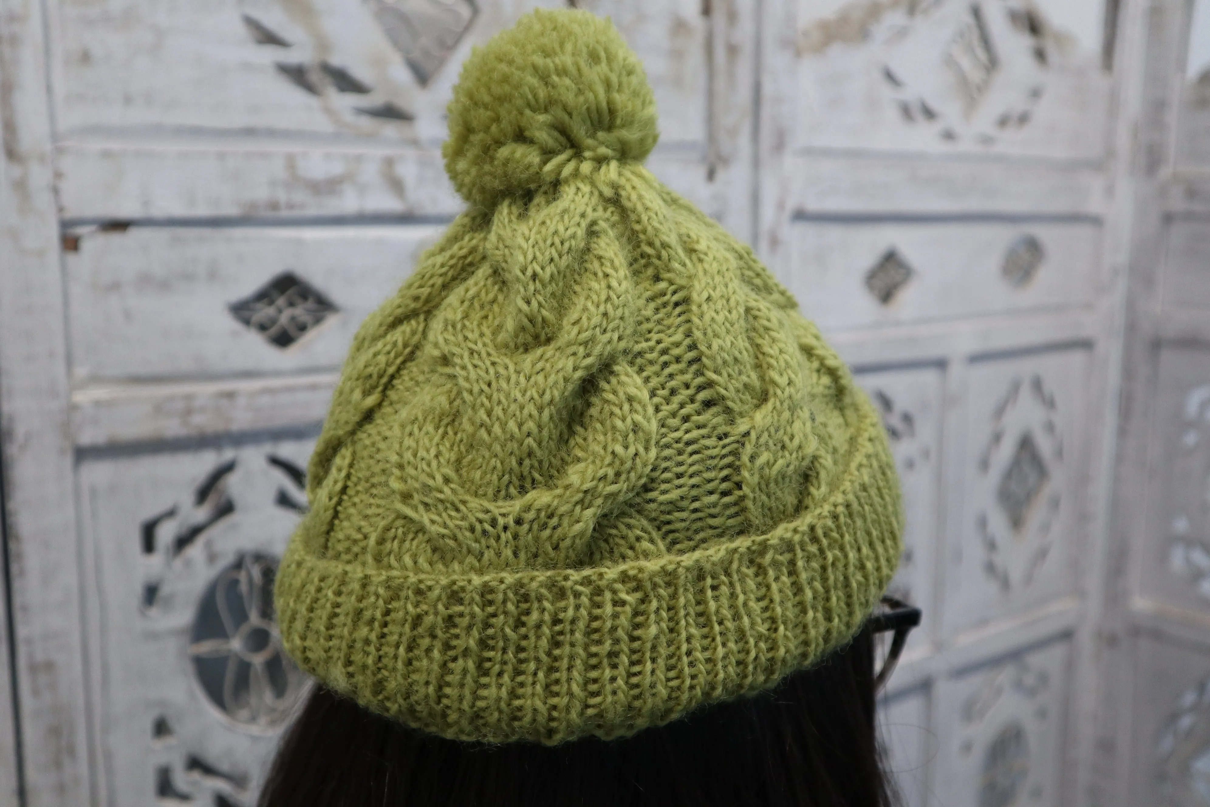 Fair Trade Ethical Cable Knit Beanie with Pom pom