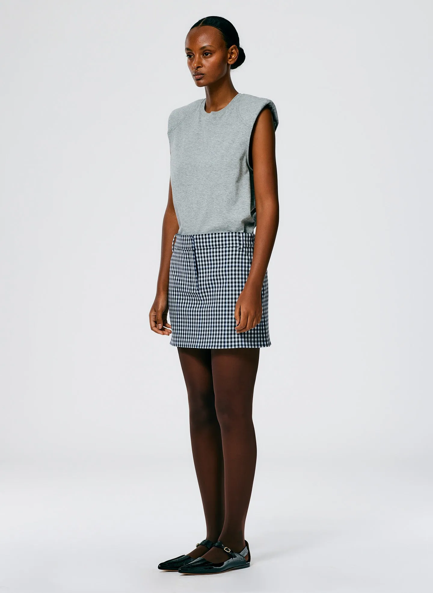 Gingham Suiting Mini Trouser Skirt