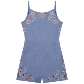 Girls Blue Cotton Playsuit