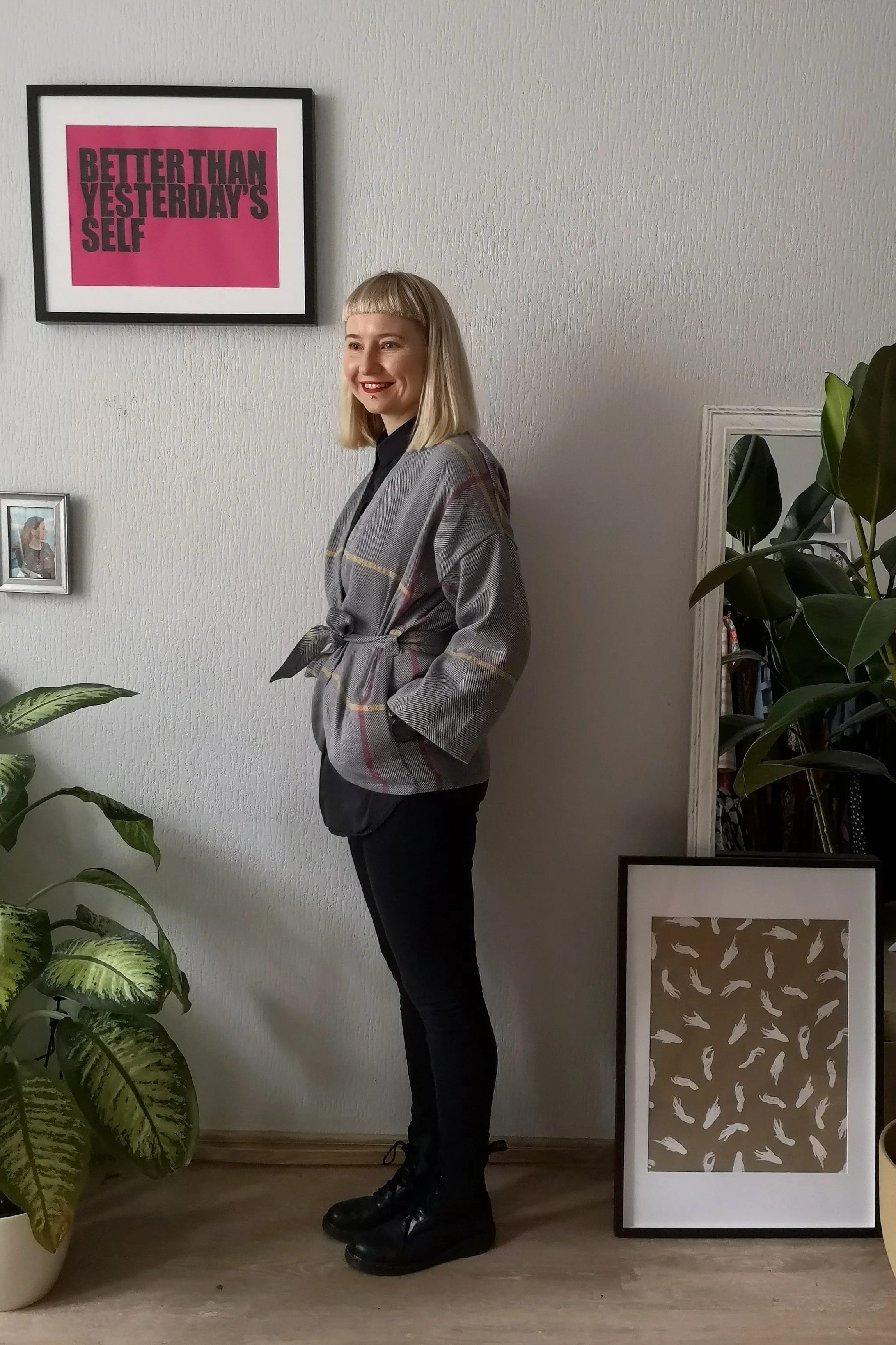 Grey Oversized Textured Linen and Wool Blend Kimono Jacket - Perfect Minimalist Piece (without belt)