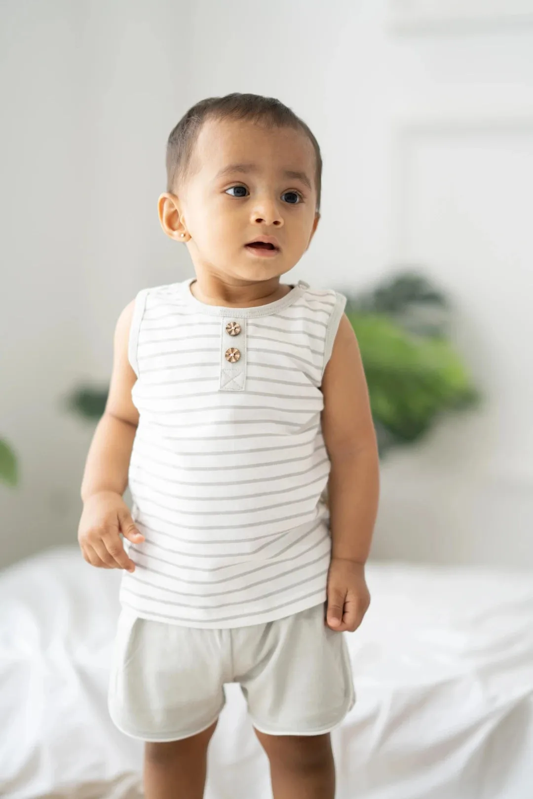 Grey Stripes-Boys Vest and Shorts