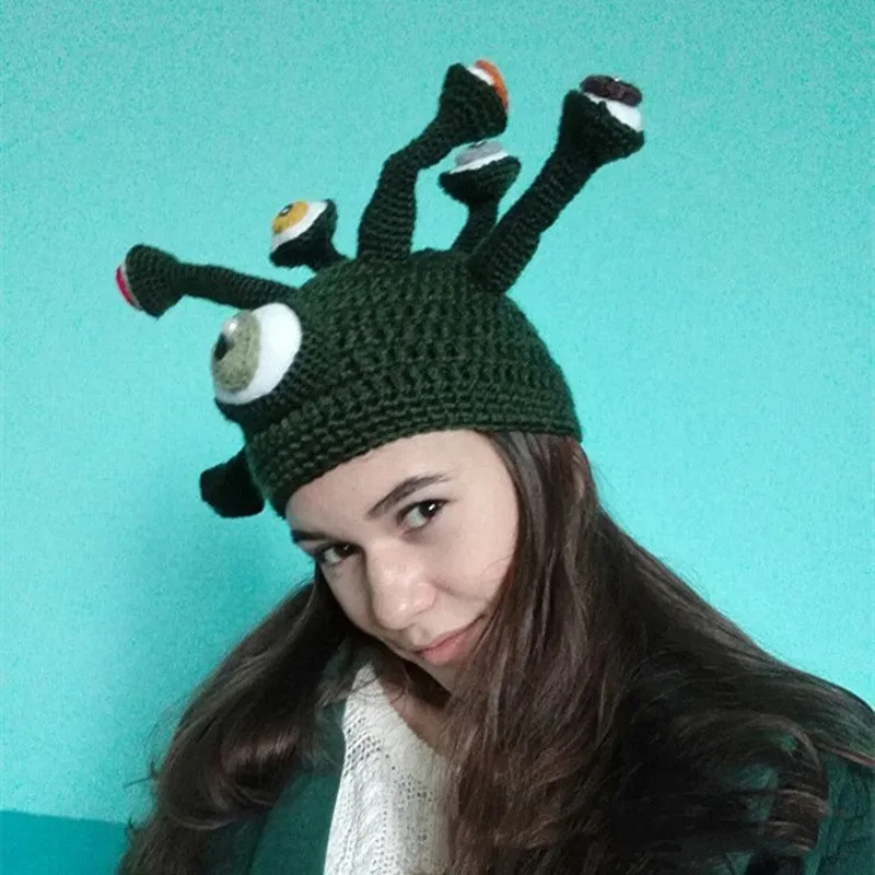 Hand Knitted Funny Octopus Hat Men Women Winter Warm Tentacle Cap