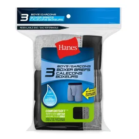 Hanes Boy's Cool Comfort Boxer Briefs, Large, Assorted Colours, 3-Pack