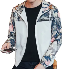 Hip Hop Style Floral Hooded Men Bomber Jacket