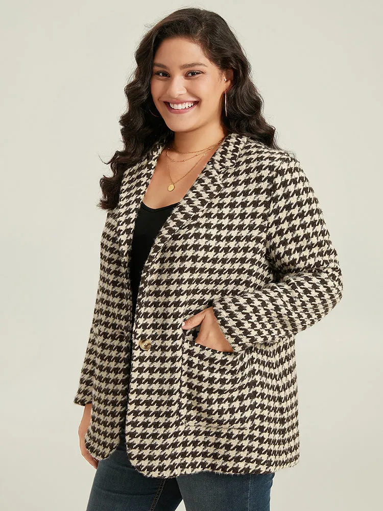 Houndstooth Patched Pocket Button Up Blazer