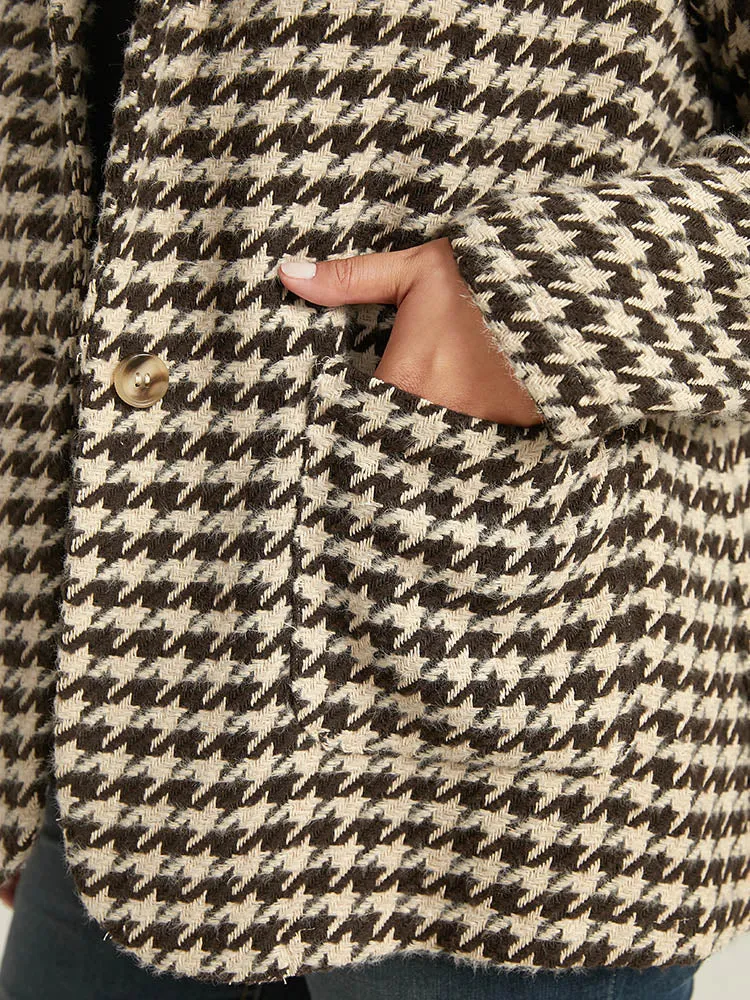 Houndstooth Patched Pocket Button Up Blazer