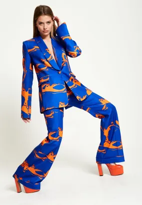 House Of Holland Marble Print Trousers in Blue And Orange