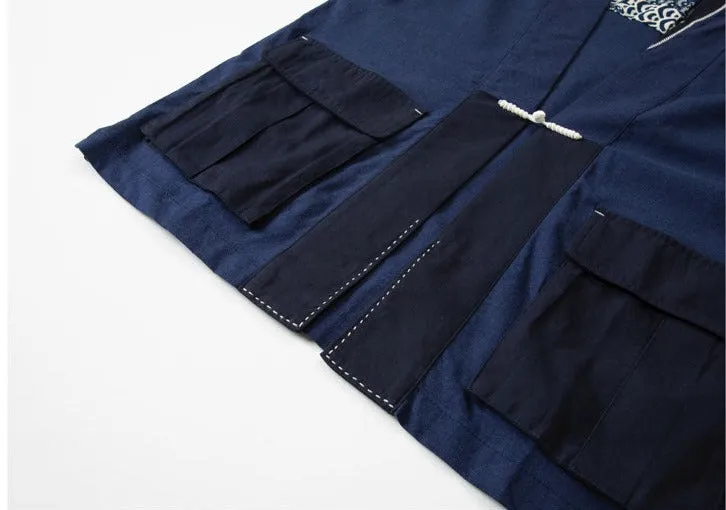 Indigo Half-Sleeve Dao Style Kimono Jacket