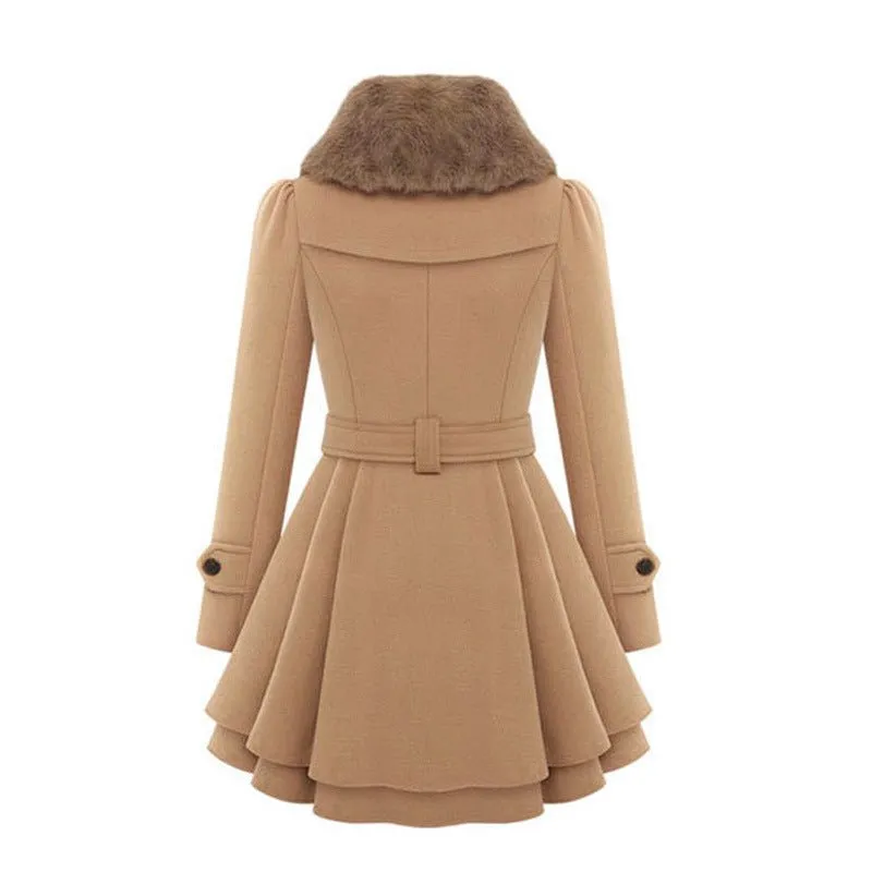 Khaki Trench Coat with Fur Collar | Warm & Elegant #M2ktrend