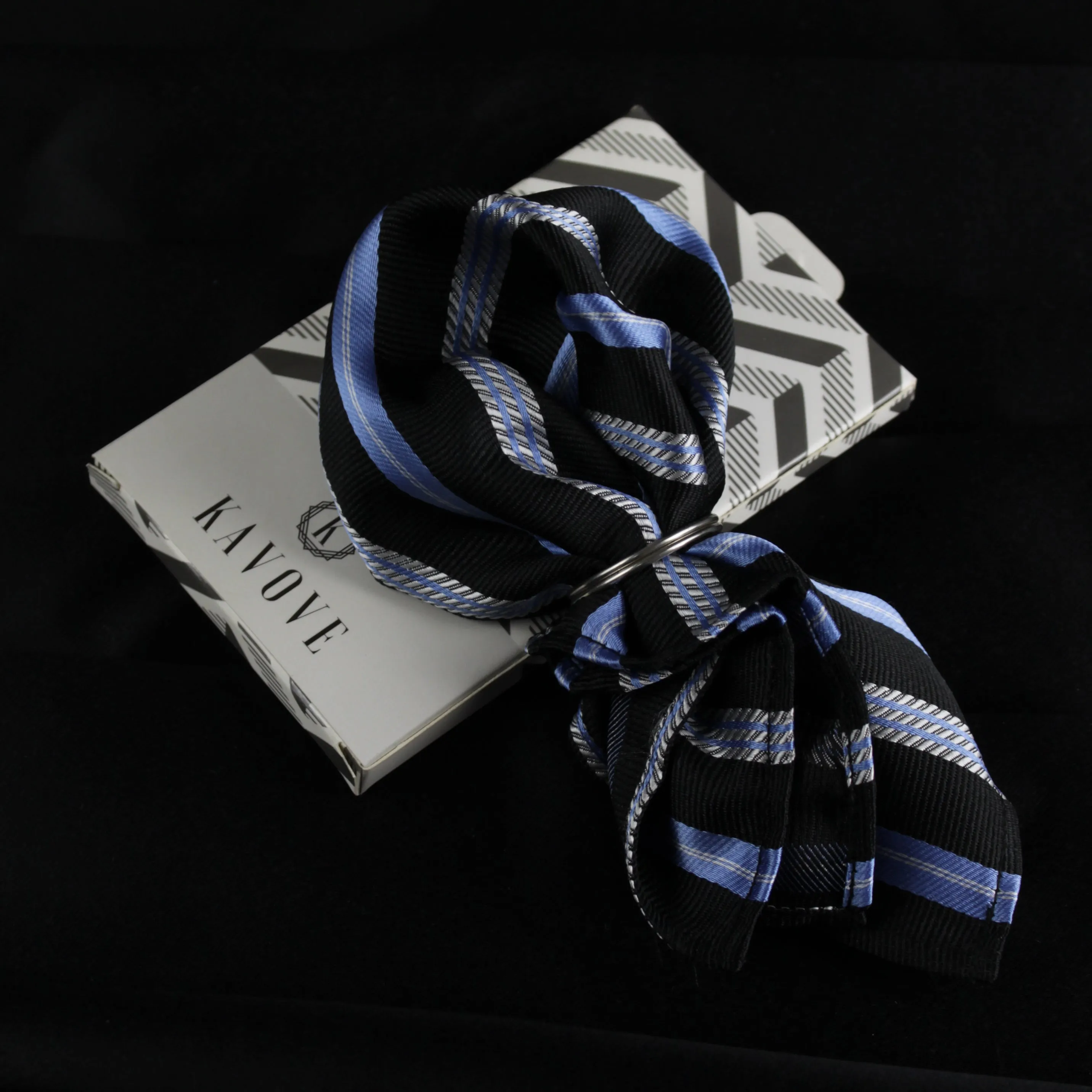 Kovove Elegant Black Striped Pocket Square For Men