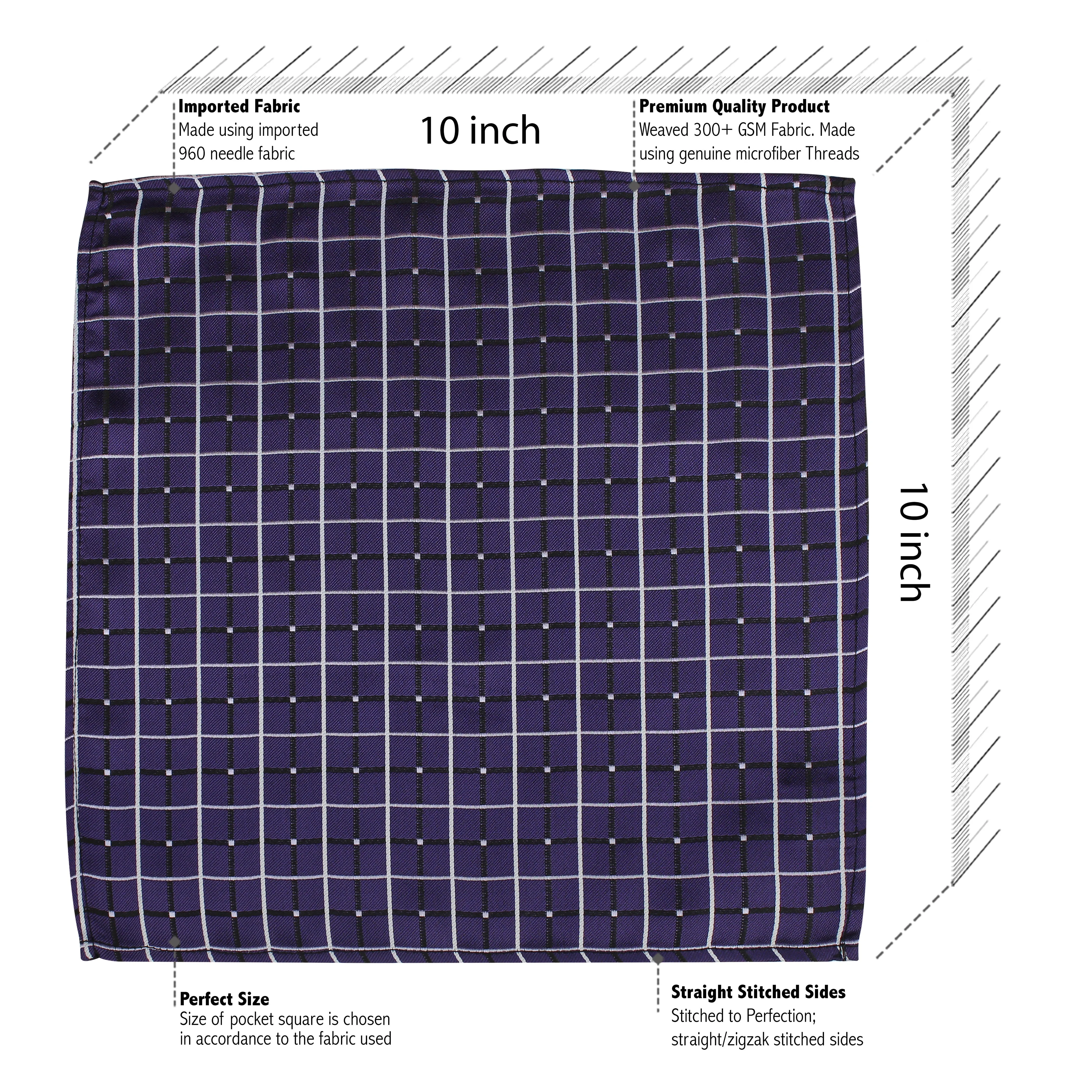 Kovove Elegant Blue Checkered Pocket Square For Men