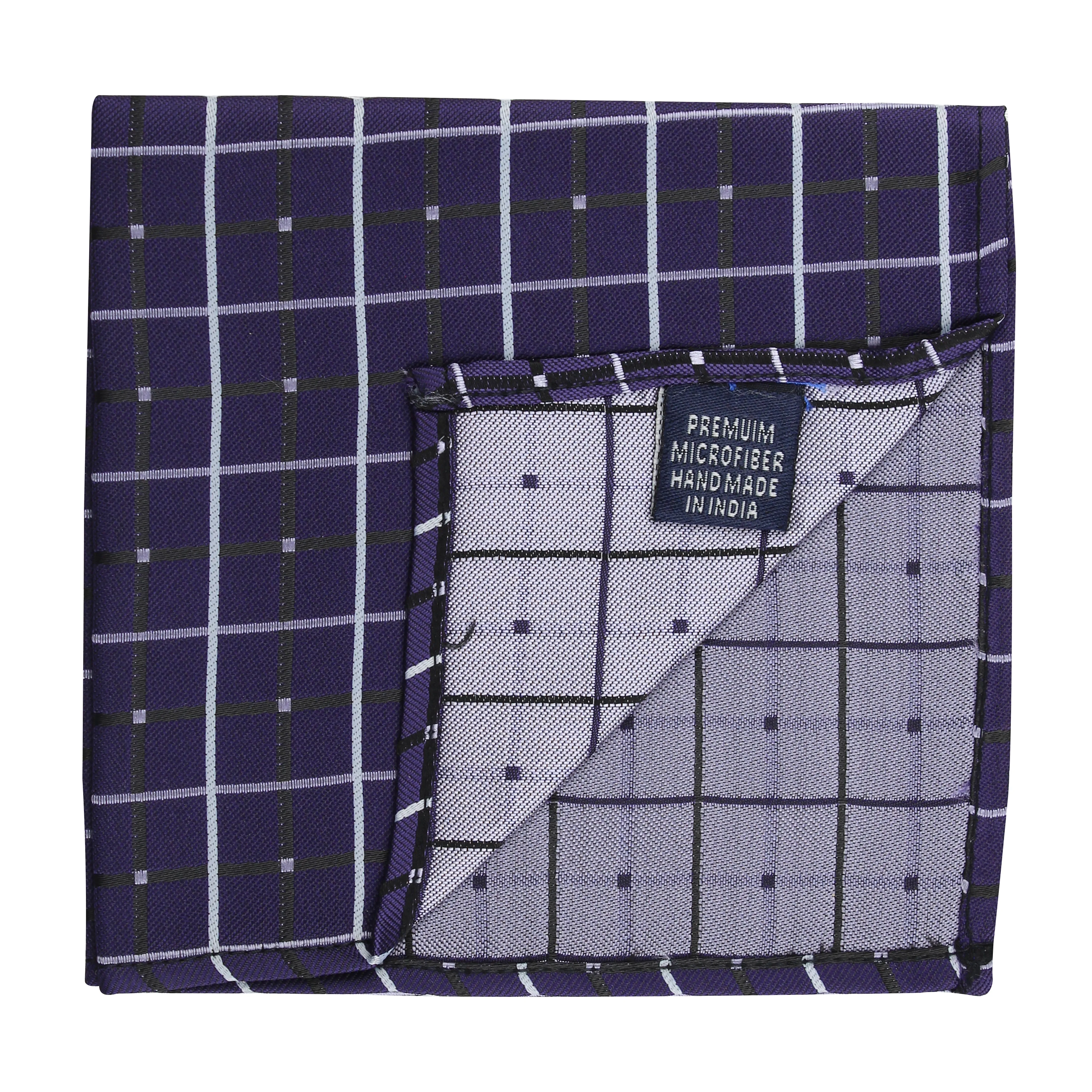 Kovove Elegant Blue Checkered Pocket Square For Men