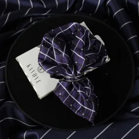 Kovove Elegant Blue Checkered Pocket Square For Men