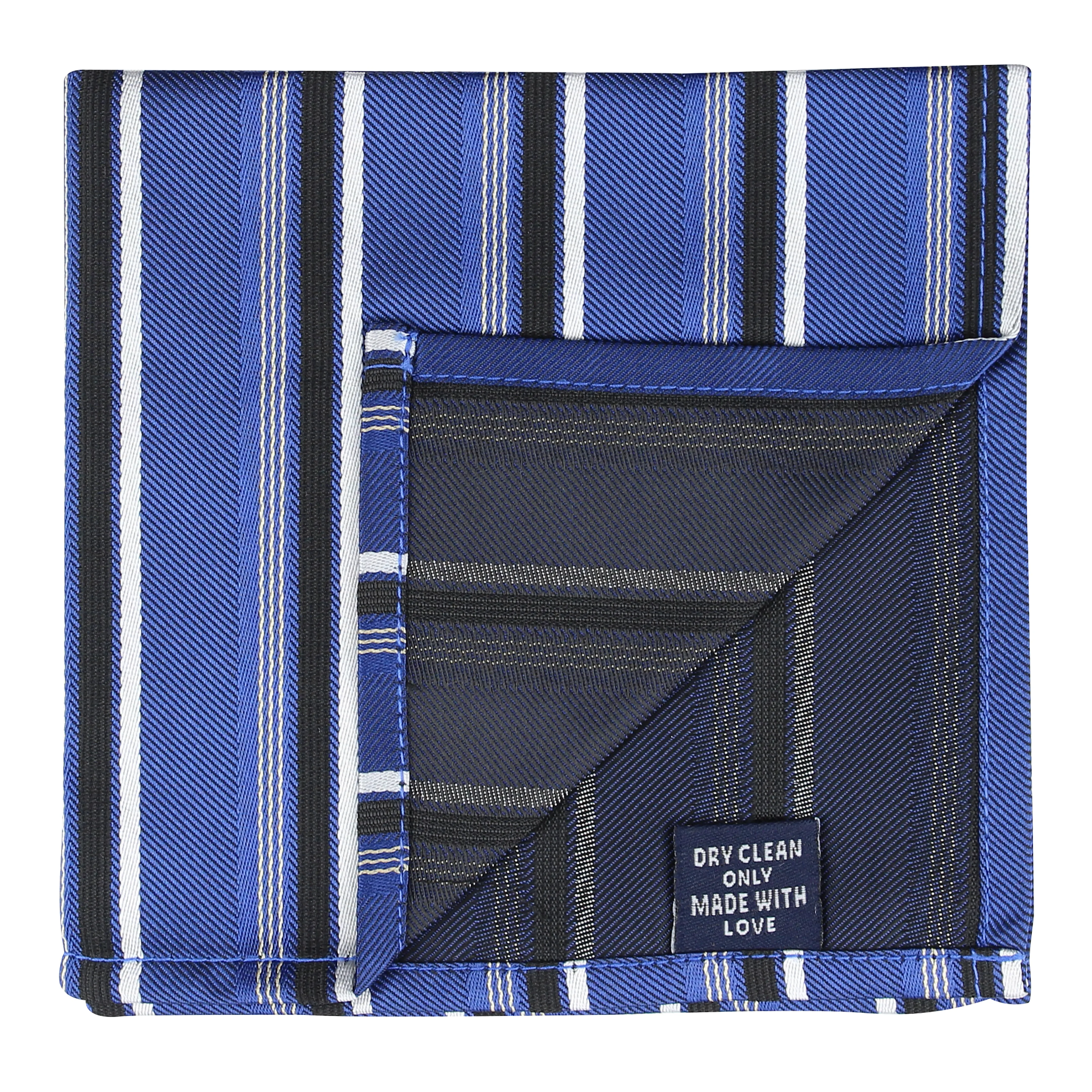 Kovove Elegant Blue Striped Pocket Square For Men