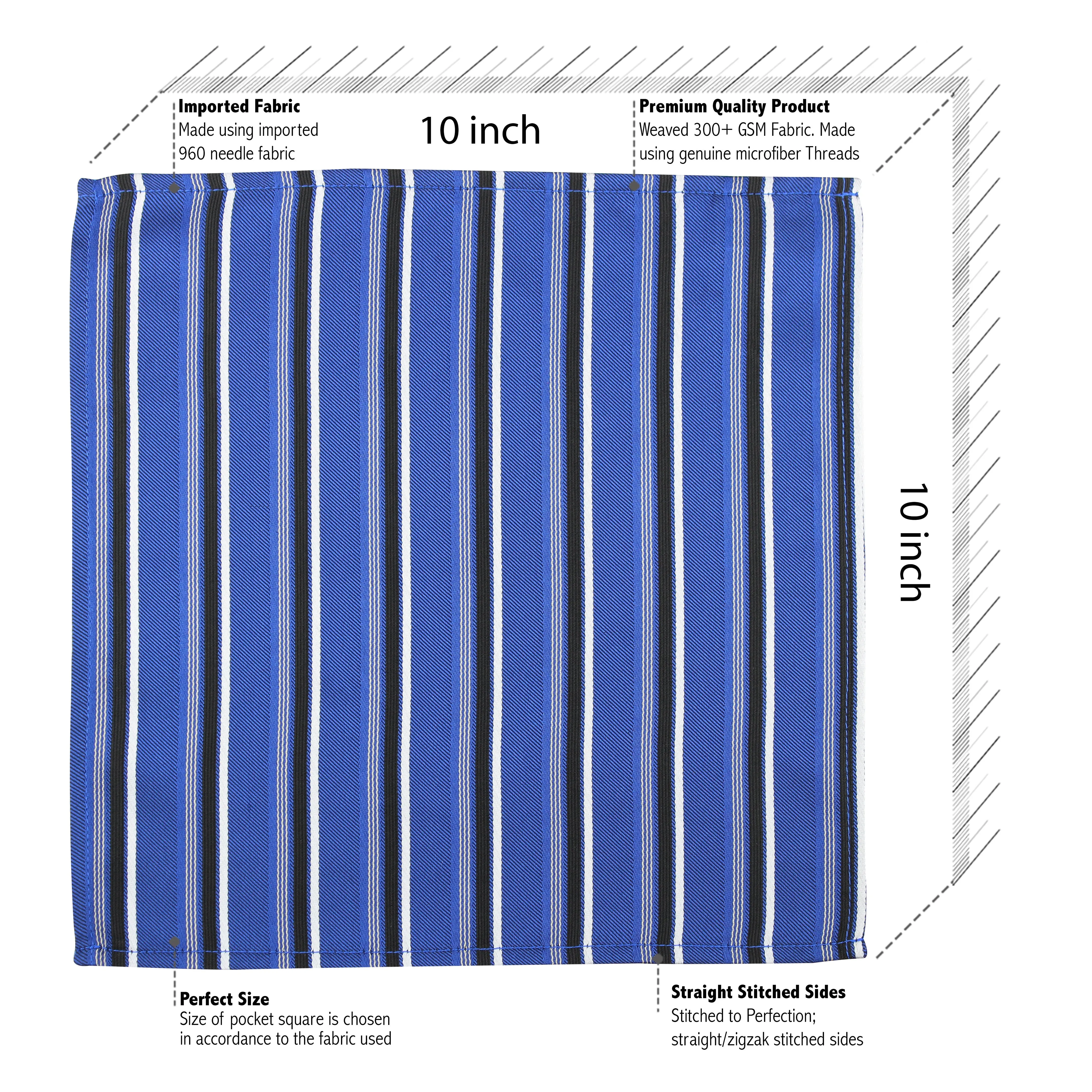 Kovove Elegant Blue Striped Pocket Square For Men