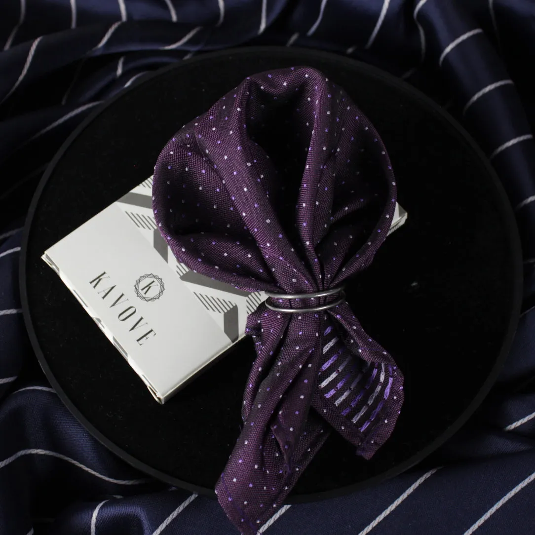 Kovove Elegant Purple Polka Dot Pocket Square For Men