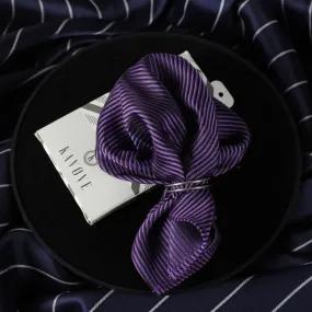 Kovove Elegant Purple Striped Pocket Square For Men