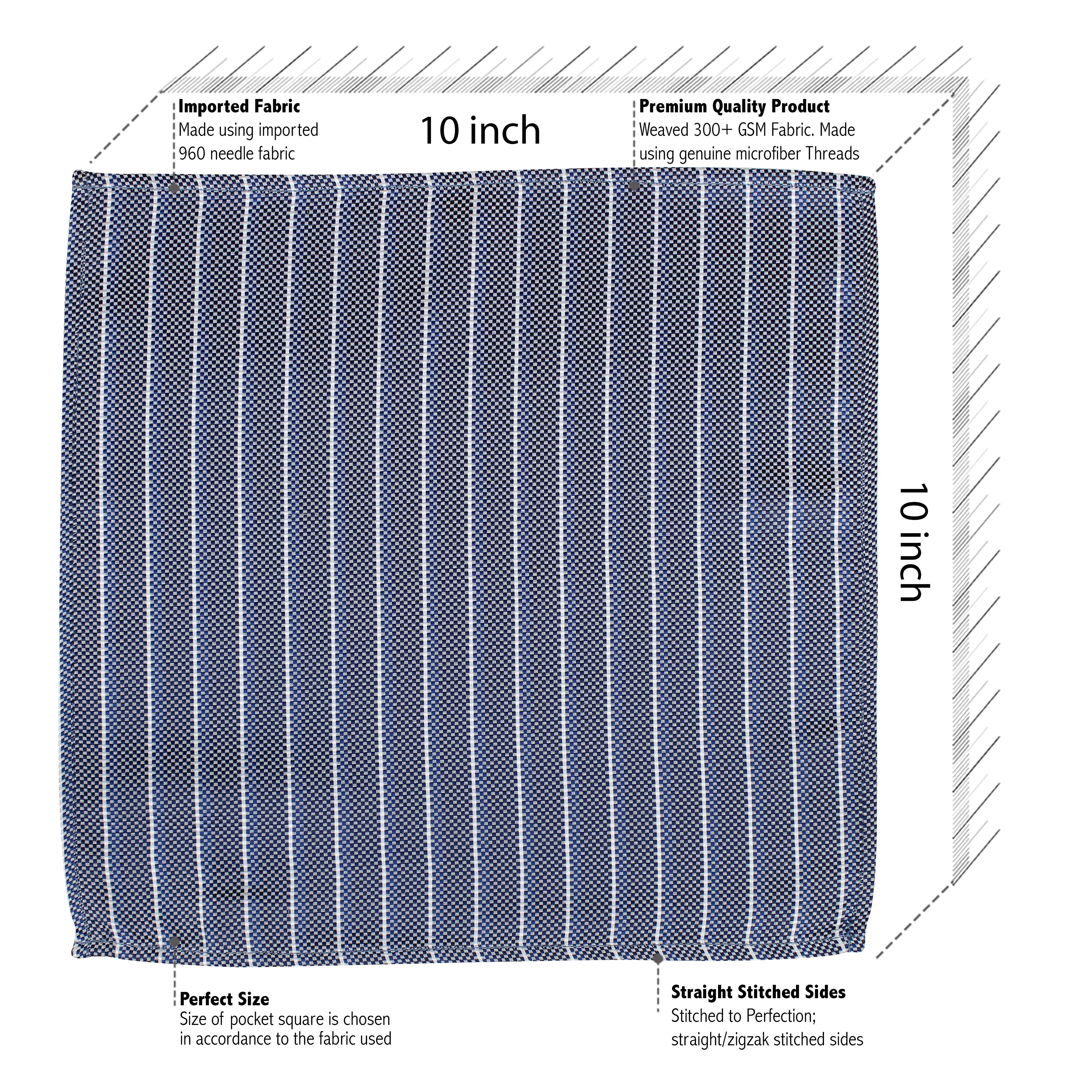 Kovove Elegant White Striped Pocket Square For Men