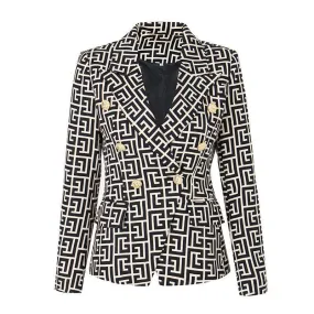 Ladies Elegant Lapel Color Block Blazer 0802