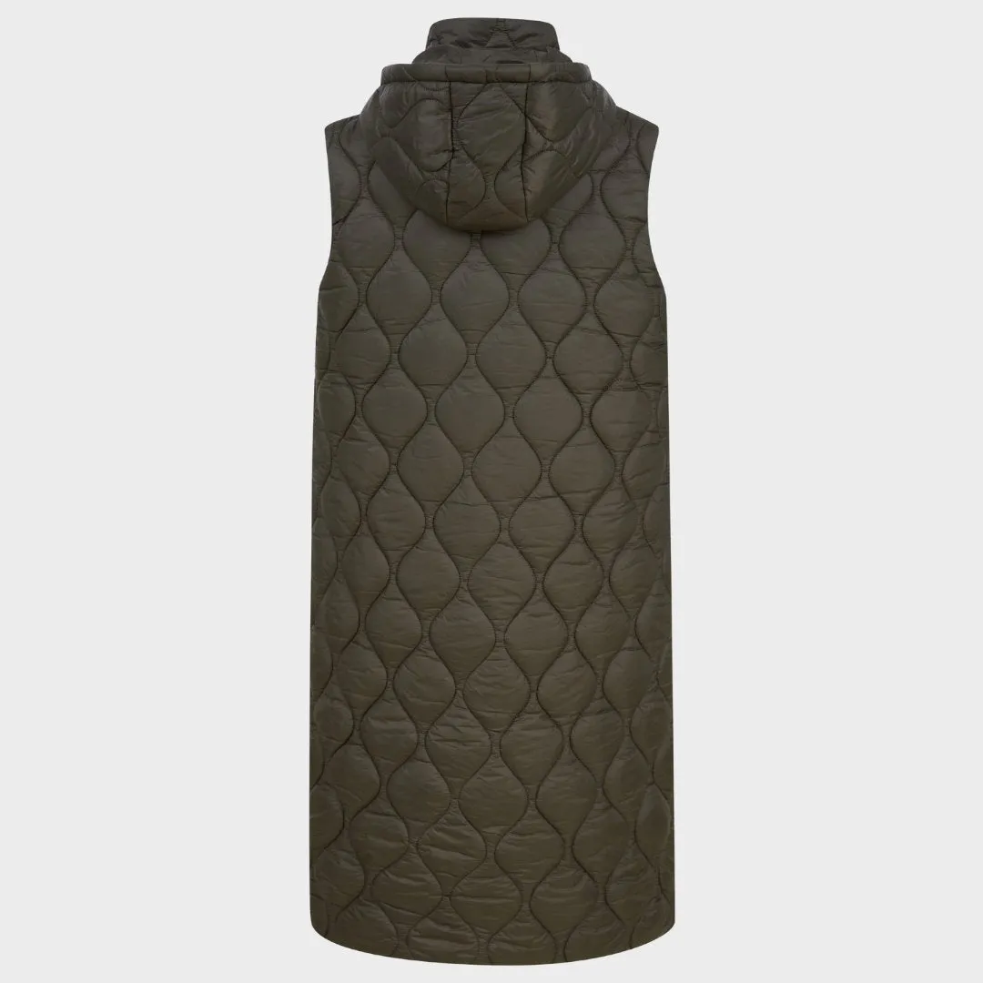 Ladies Khaki Longline Gilet