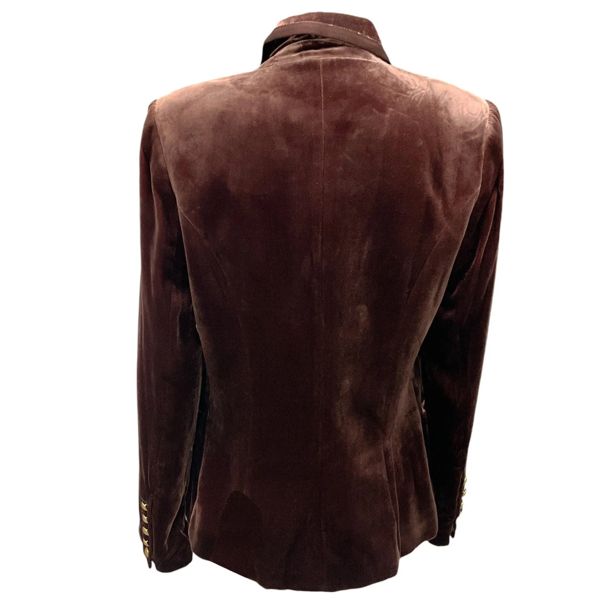 L'Agence Brown Kenzie Double Breasted Velvet Blazer