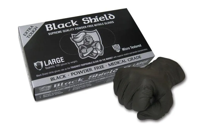 LGE BLACK SHIELD NITRILE GLOVES