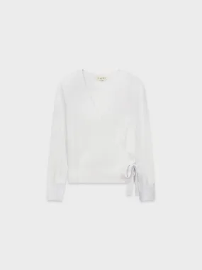 LIGHTWEIGHT WRAP SWEATER-WHITE