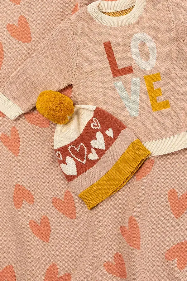 Love Heart Beanie Blush