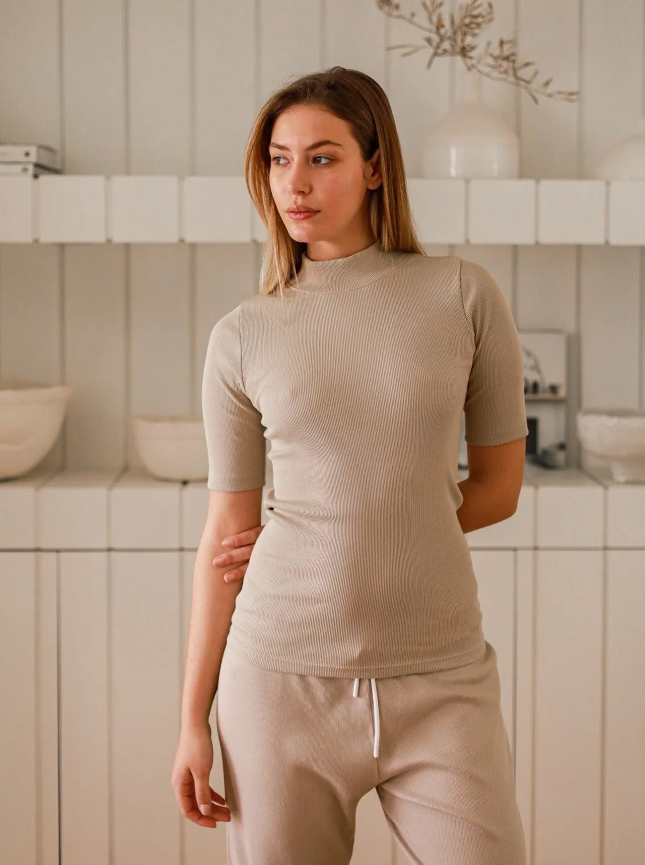 Lucia Ribbed Mock Neck