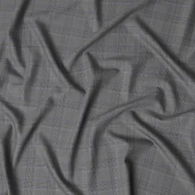 Luxurious Graphite Grey Super 130's Wool Fabric - Italian Checkered Design, 150cm Width -D18238