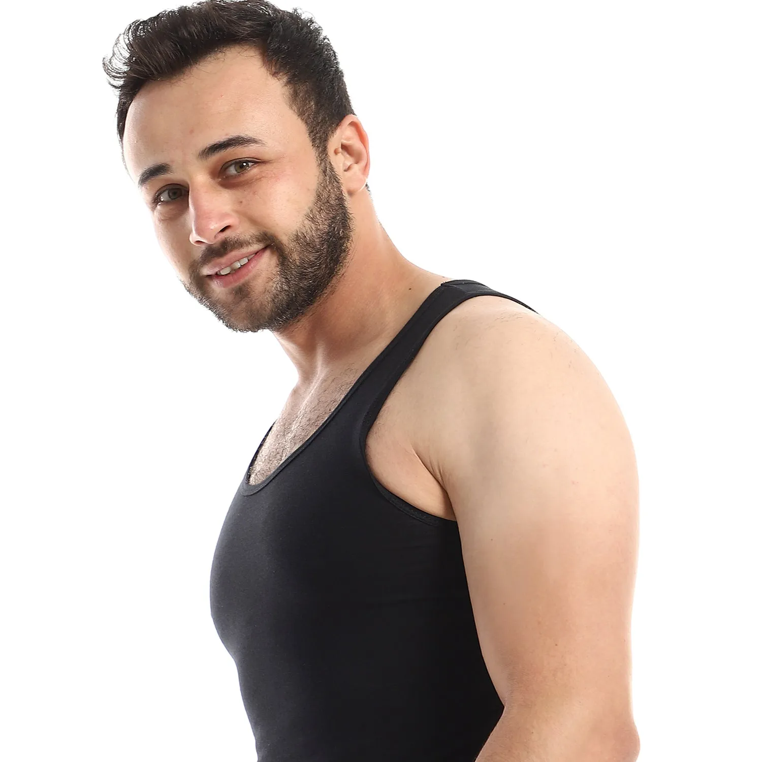 Lycra Sleeveless Undershirt For Men - Black