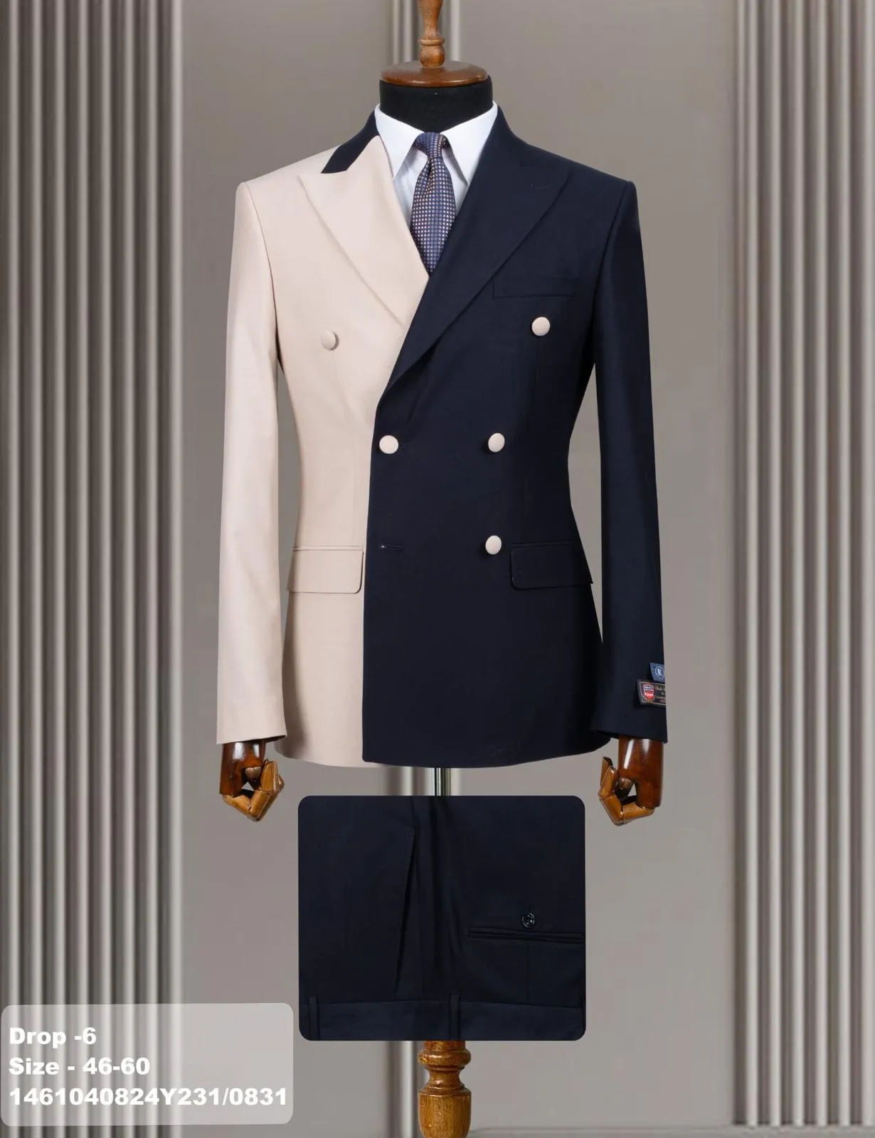 Marco Lorenzo Premium Fabric 2 tone Ultra Slim Fit Double Breast Suit