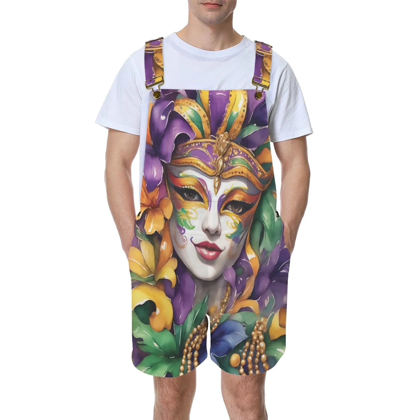 Mardi Gras awd442 Unisex Shorts Suspender Jumpsuit