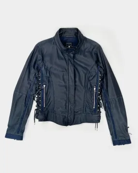 Marithé Francois Girbaud Blue Leather Bondage Jacket 1990's