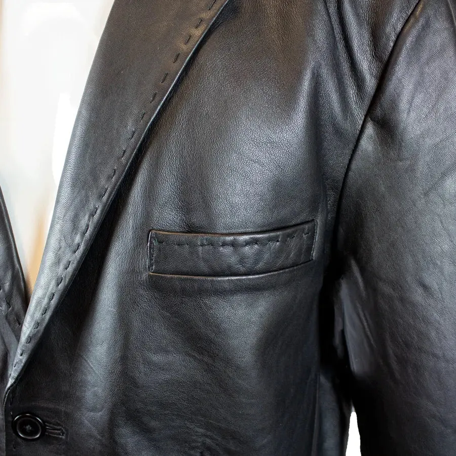 Men's Blazer Stitched Leather Jacket