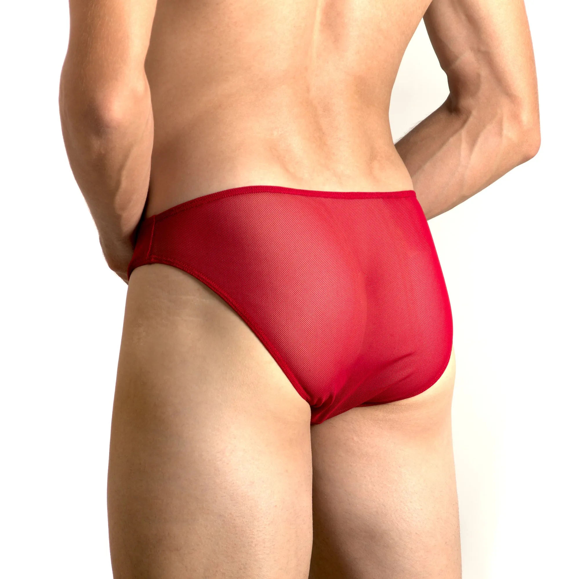 Mesh Bikini Brief Red by Etseo