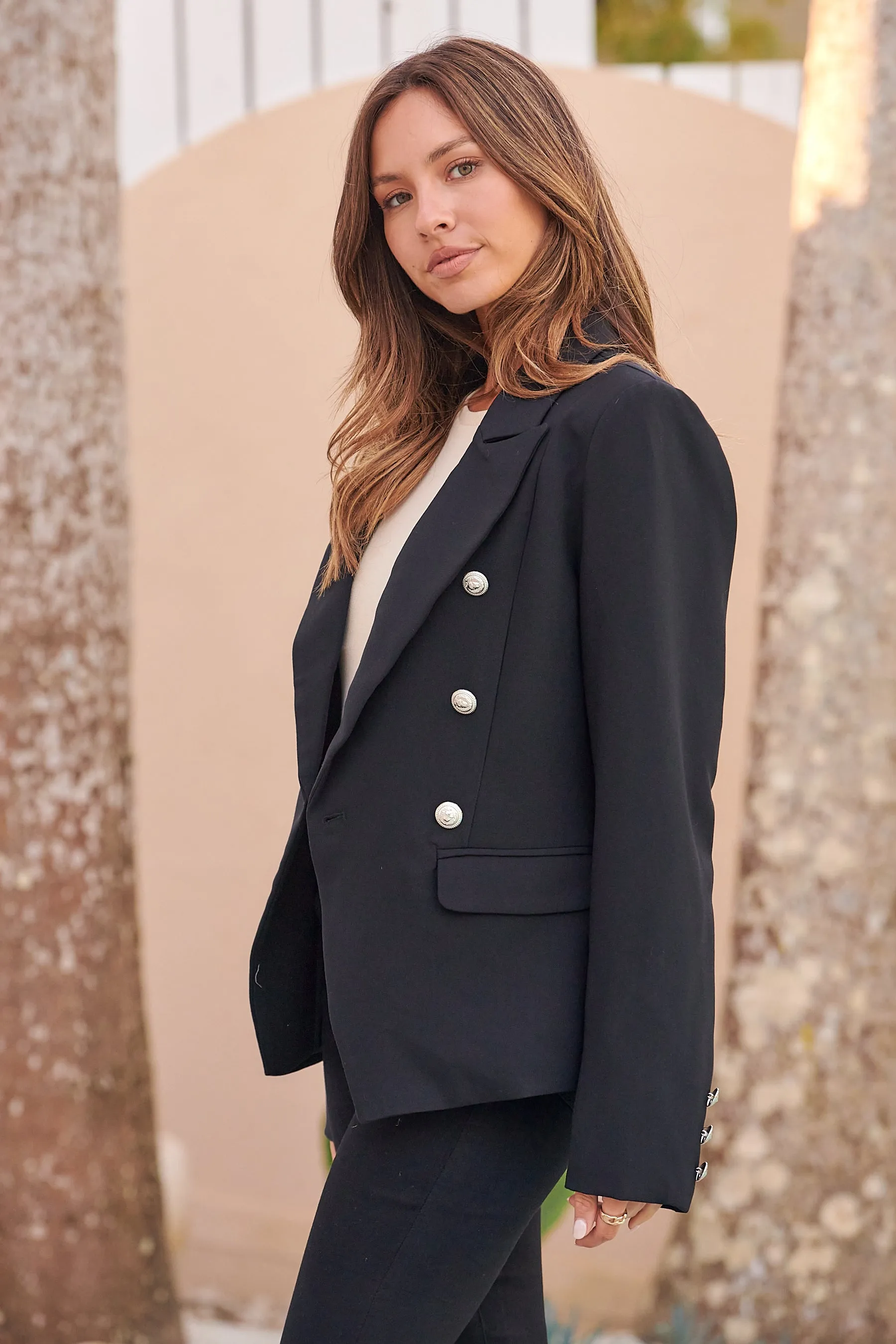 Mimosa Black Button Front Blazer