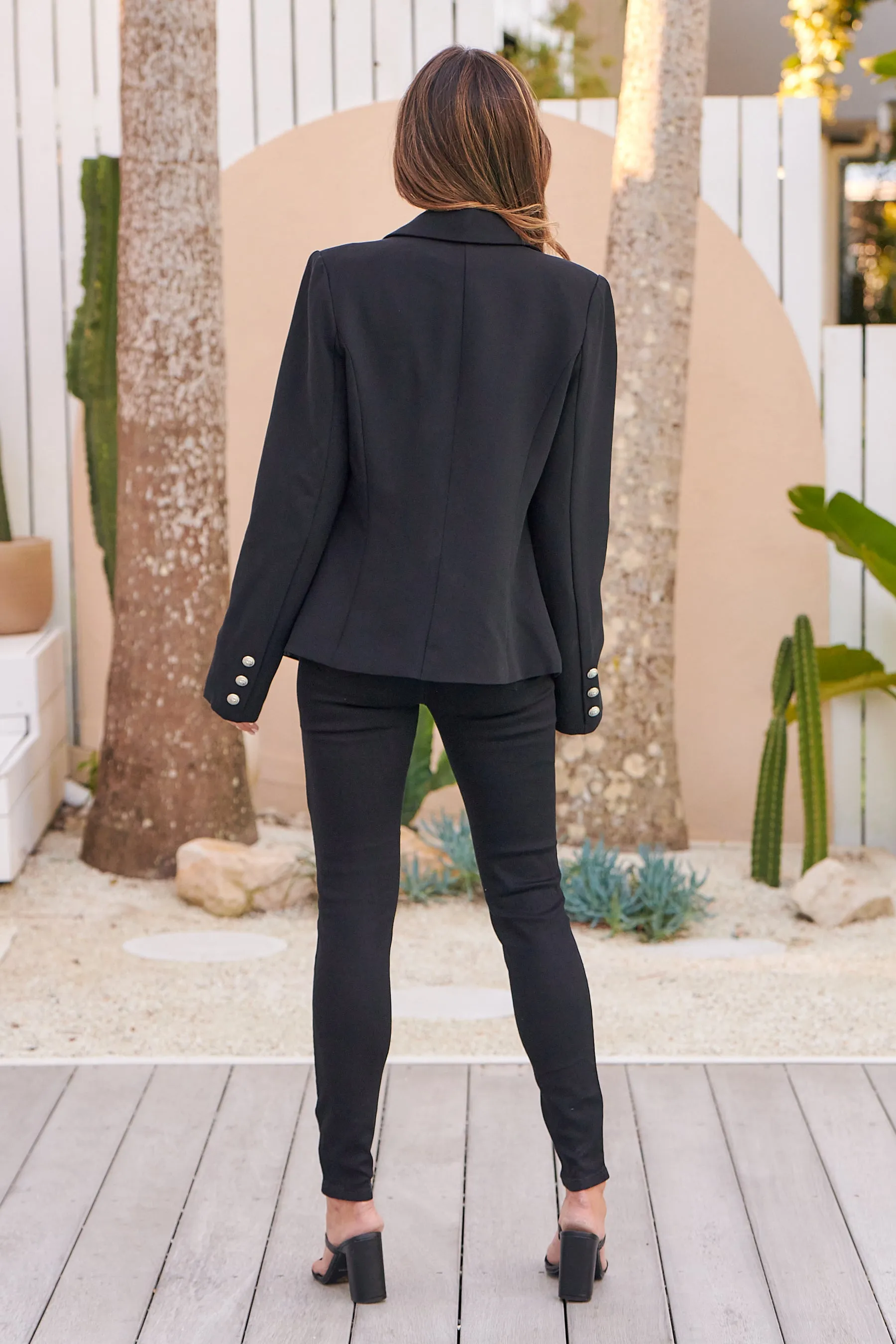 Mimosa Black Button Front Blazer