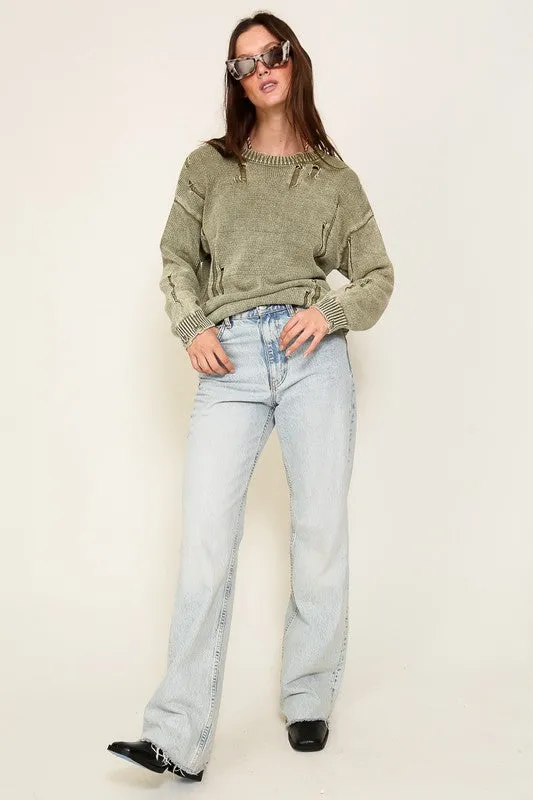 Mineral Wash Distressed Sweater