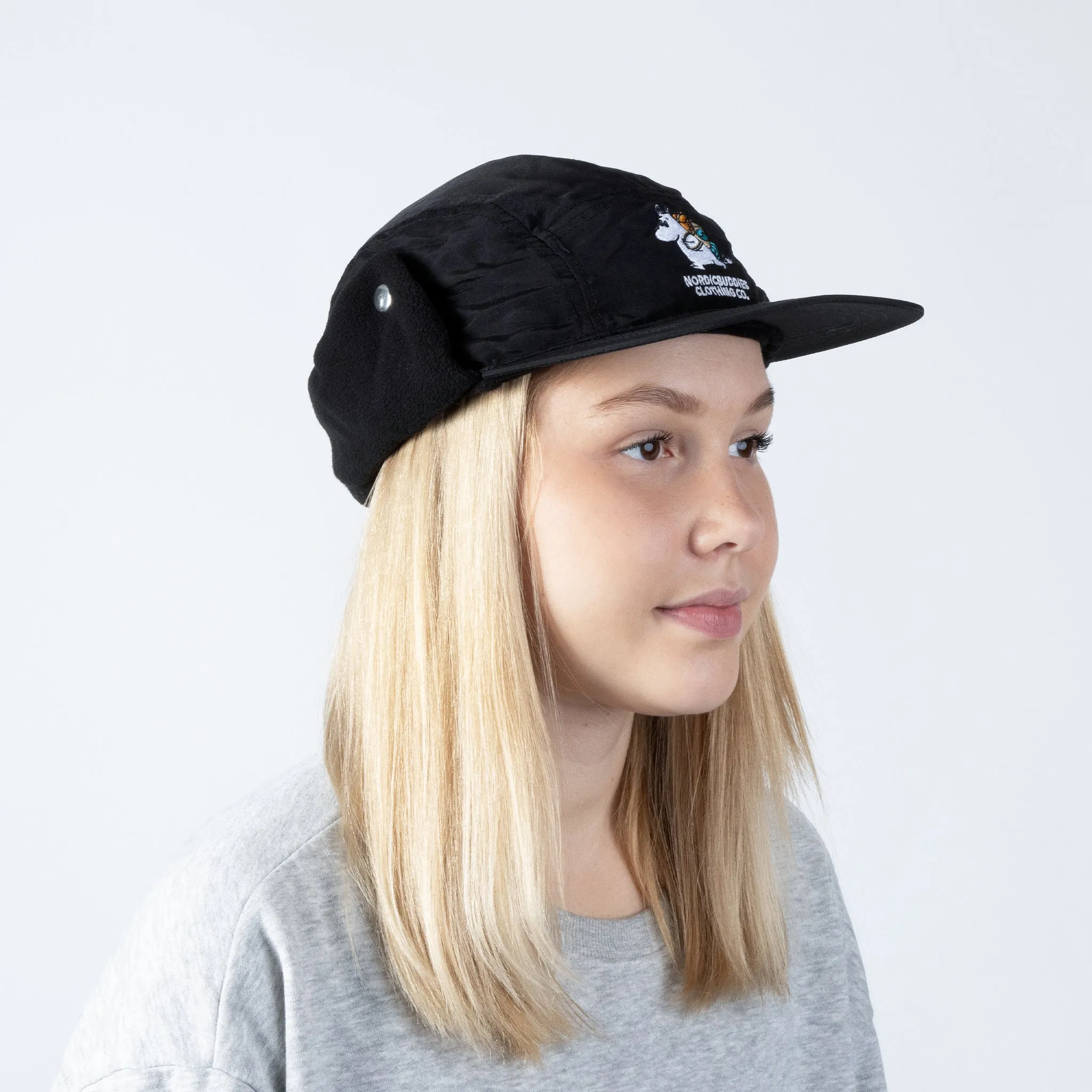 Moomintroll Nylon Cap With Ear Warmer - Black