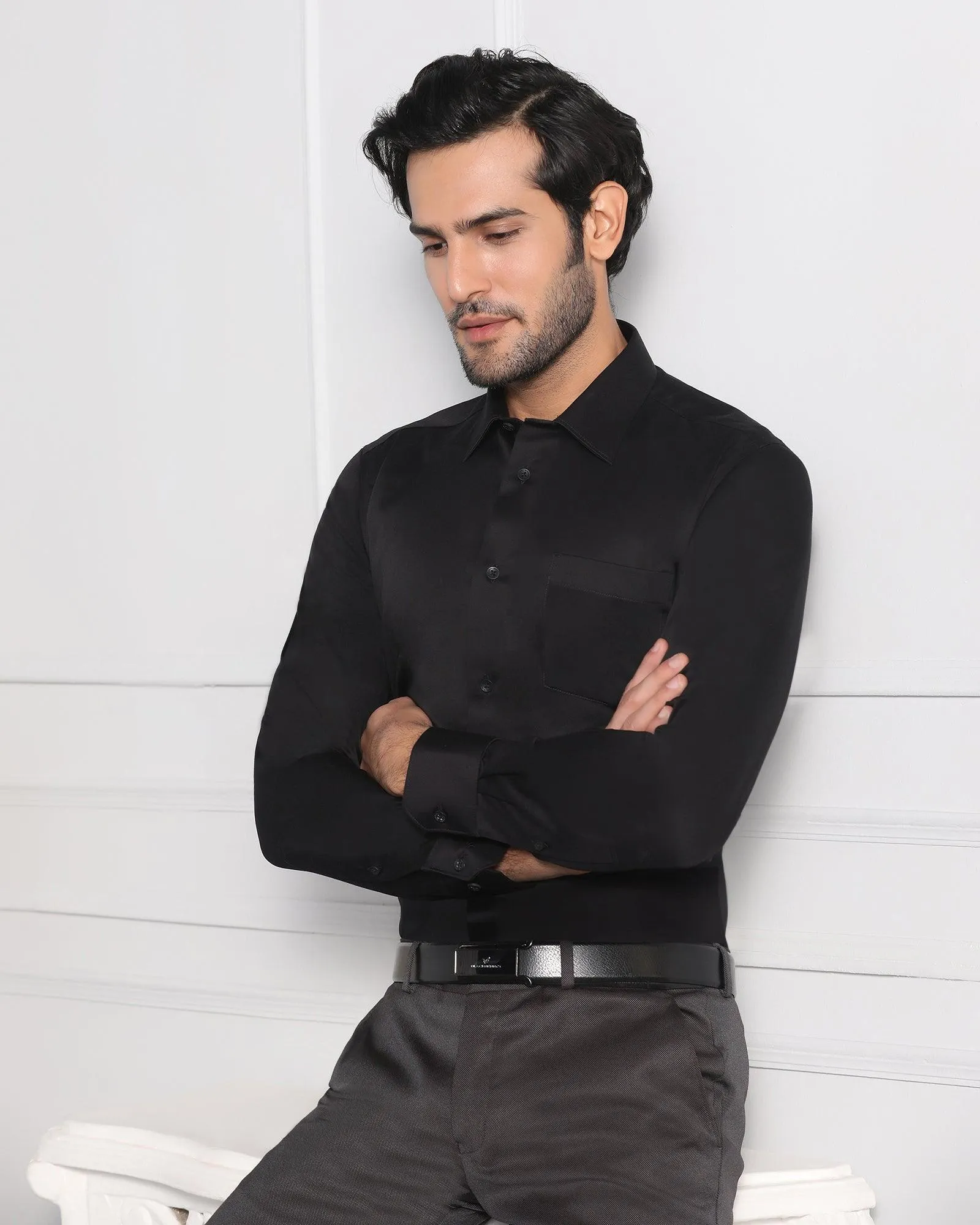 Must Haves Formal Jet Black Solid Shirt - Sailor