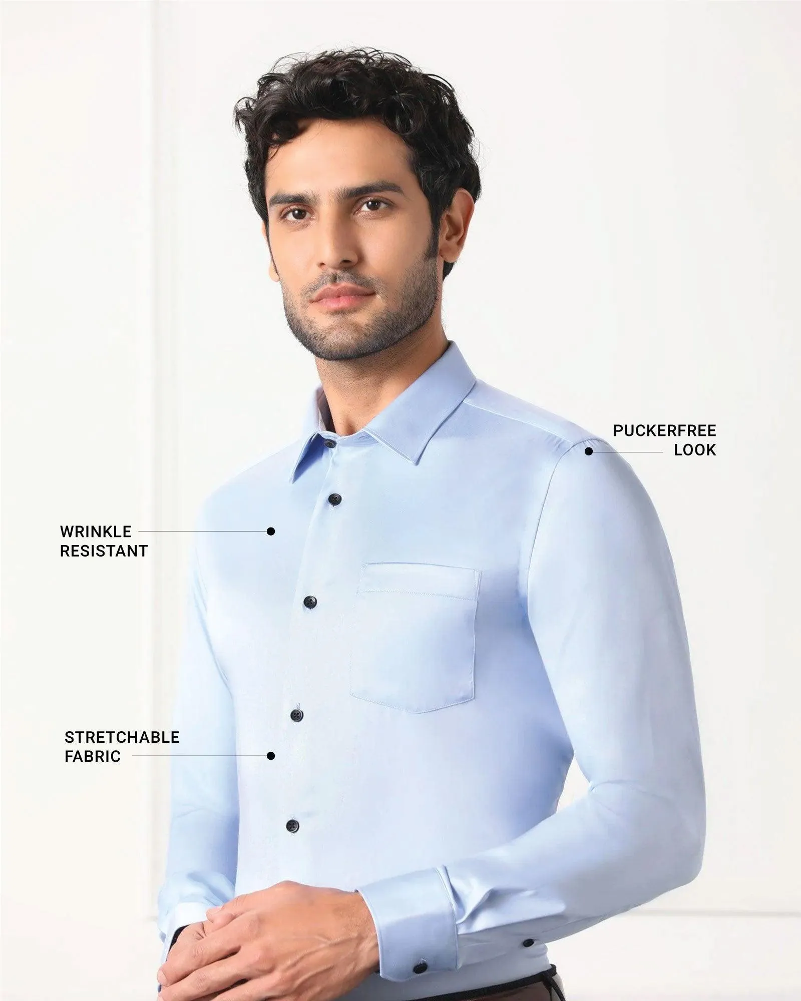 Must Haves Formal Sky Blue Solid Shirt - Sailor