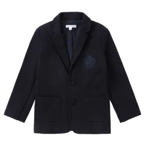 Navy Stretch Blazer with Emblem