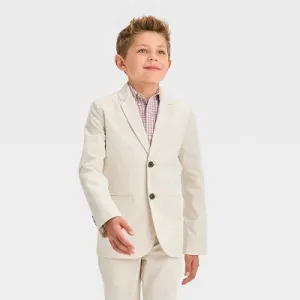 New - Boys' Dobby Blazer - Cat & Jack Light Beige 10 Husky