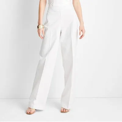 New - Women's High-Rise Straight Leg Pants - Future Collective with Jenee Naylor White 12