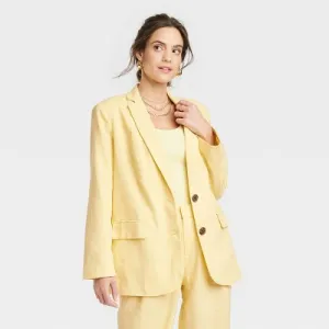 New - Women's Linen Spring Blazer - A New Day Yellow XS