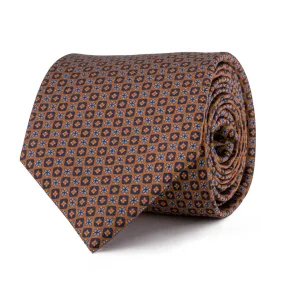 Orange and Blue Geometric Fantasy Silk Tie