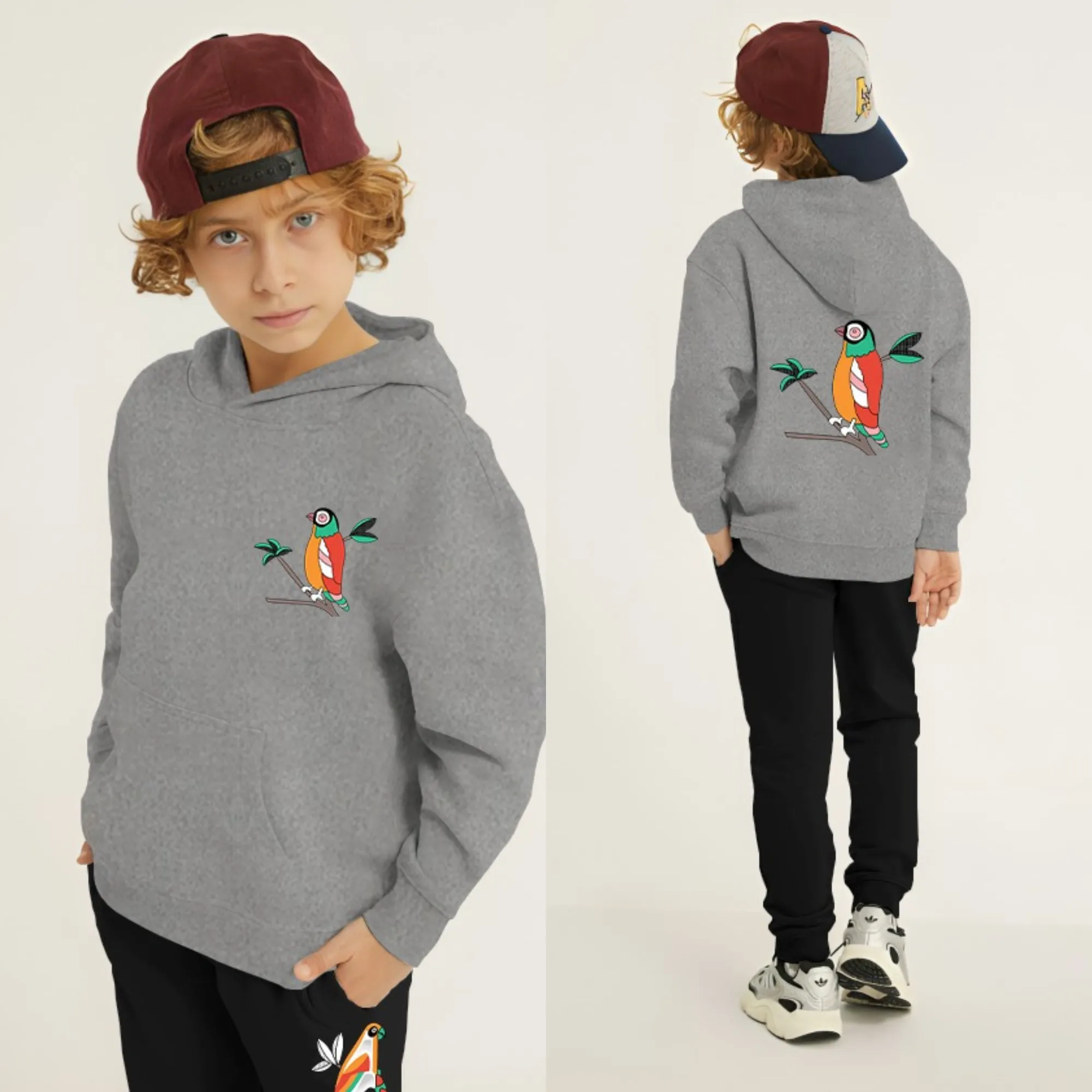 Parrot Printed Kids Hoodie Set